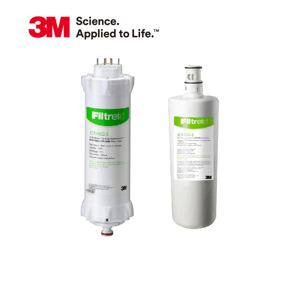 3M 紫外線殺菌淨水器UVA2000專用濾心+燈匣一年份超值組(3CT-F021-5+3CT-F022-5)