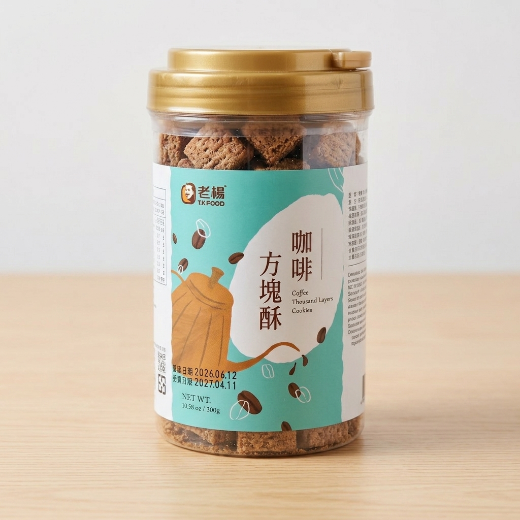 【老楊】小圓桶-方塊酥-300g/罐 口味(咖啡/椒鹽/起司蛋 口味任選)