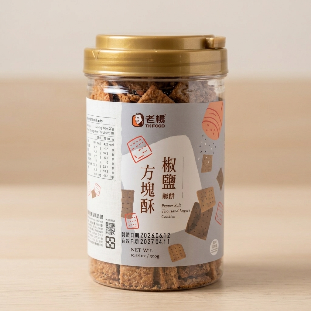 【老楊】小圓桶-方塊酥-300g/罐 口味(咖啡/椒鹽/起司蛋 口味任選) 縮圖 2