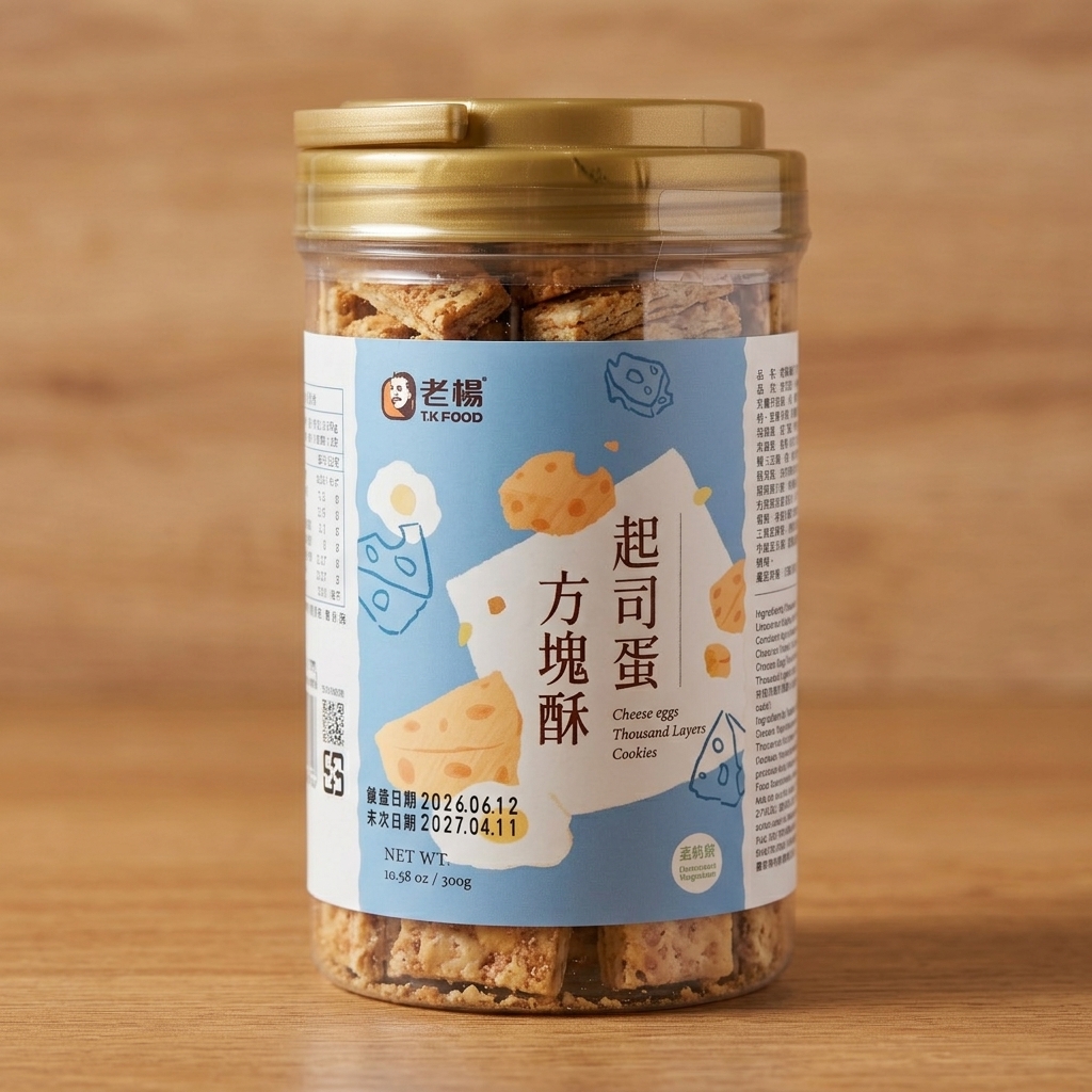 【老楊】小圓桶-方塊酥-300g/罐 口味(咖啡/椒鹽/起司蛋 口味任選) 縮圖 3